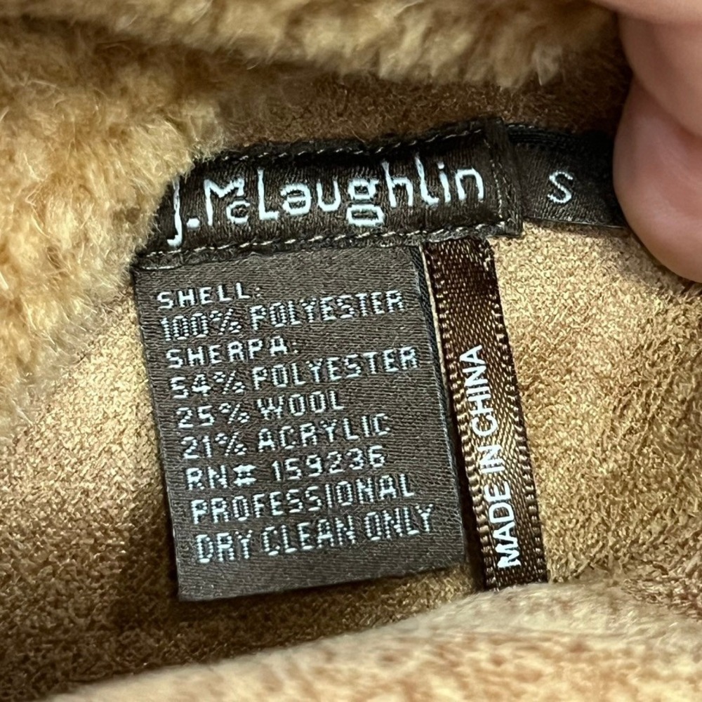 J Mclaughlin Womens Johnson Coat Small NWT $398 Brown Full Zip Teddy Wool Collar - Picture 5 of 7